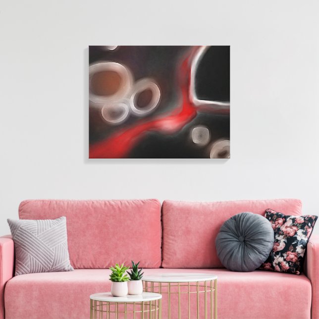 Arterial Motif: Abstract Black, White & Red Canvas Print (Insitu(LivingRoom))