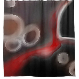 Arterial Motif: Abstract Black, White & Red Shower Curtain