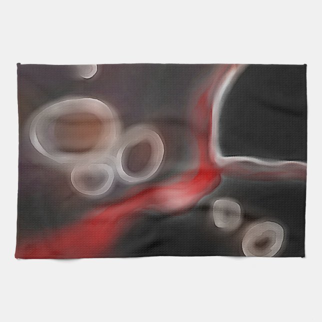 Arterial Motif: Abstract Black, White & Red Tea Towel (Horizontal)