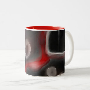 Arterial Motif: Abstract Black, White & Red Two-Tone Coffee Mug