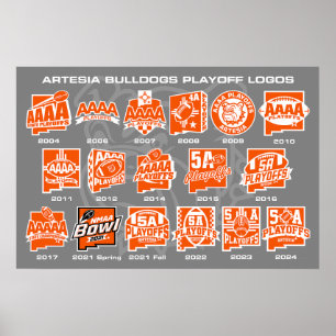 Artesia Bulldogs Football Playoff Logos Poster