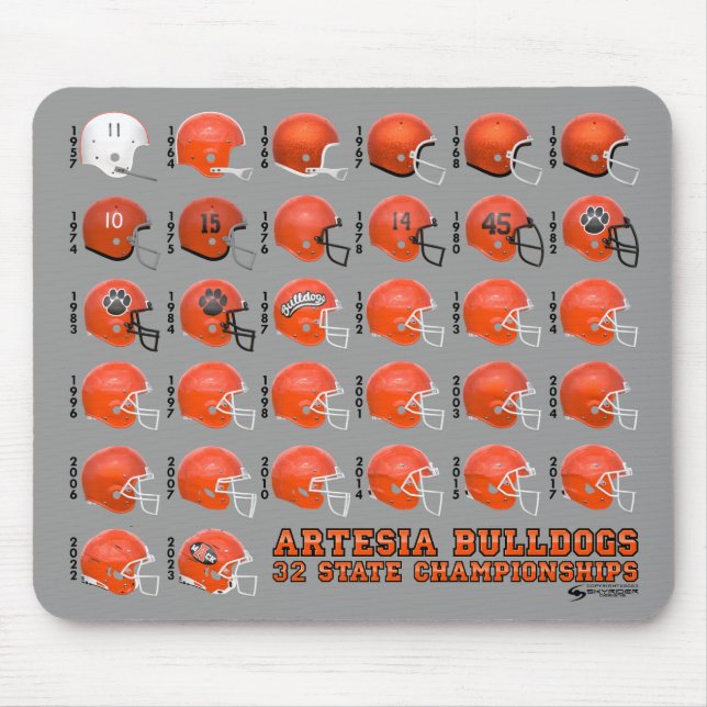 Artesia Bulldogs State Champs Helmet Mousepad (Front)