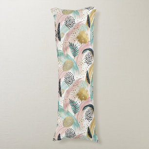 Artful Botanical Brushstroke & Gold Abstract Body Cushion