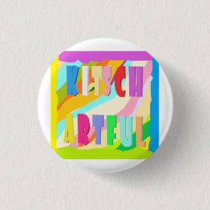 Artful bright colourful design big paint 3 cm round badge