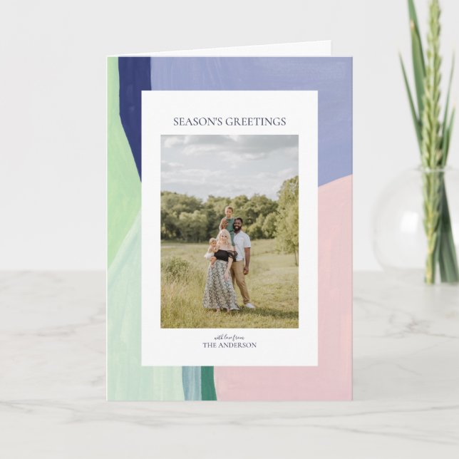 Artful Christmas Holiday Photo Greeting Card (Front)