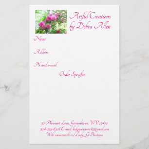 Artful Creations Order Form Flyer