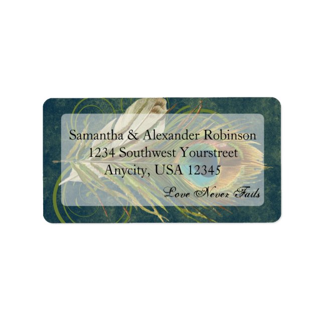 Artful Detail Peacock Feather Address Label (Front)