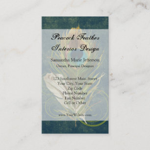 Artful Detail Peacock Feather Business Cards