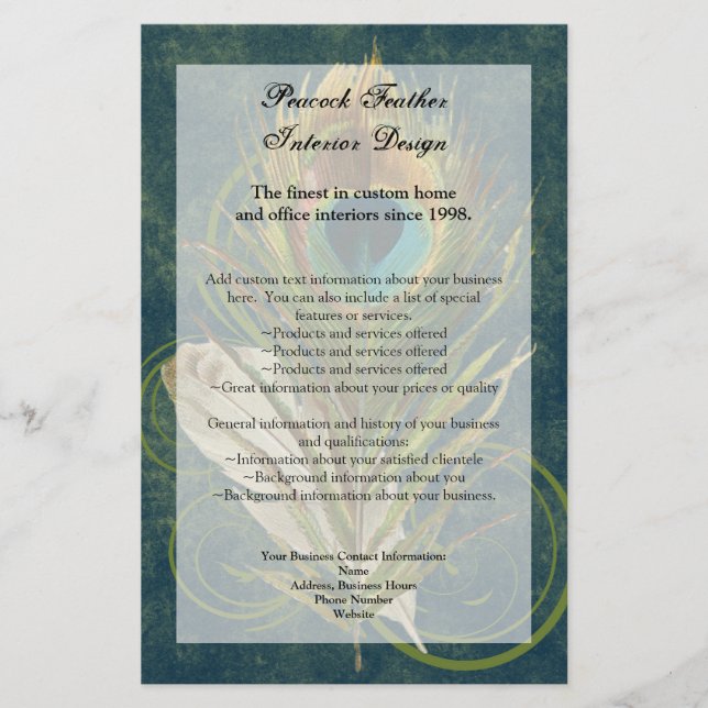 Artful Detail Peacock Feather Program Flyer (Front)