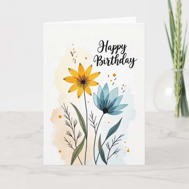 Artful Flower Birthday Card (Front)