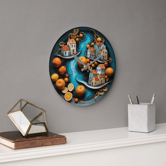 Artful Fruit Time Large Clock (Office)