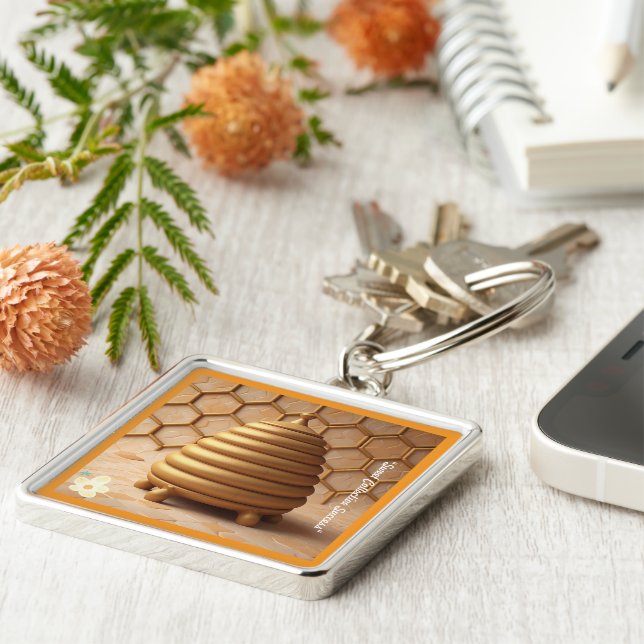 "Artful Golden Hive" Key Ring (Side)
