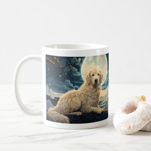 Artful Golden Retriever Coffee Mug (With Donut)