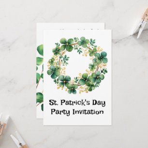 Artful Green Watercolor Clover Weath