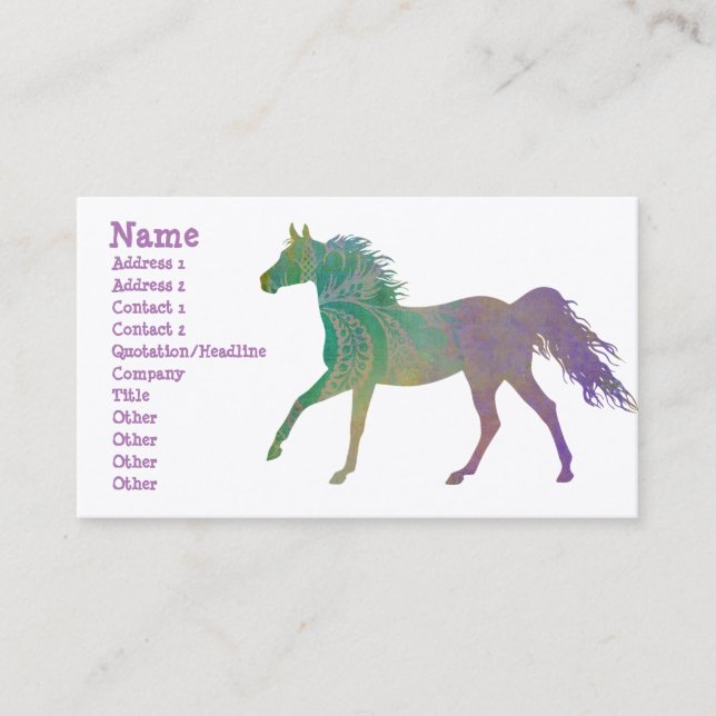Artful Horse in Purple Business Card (Front)