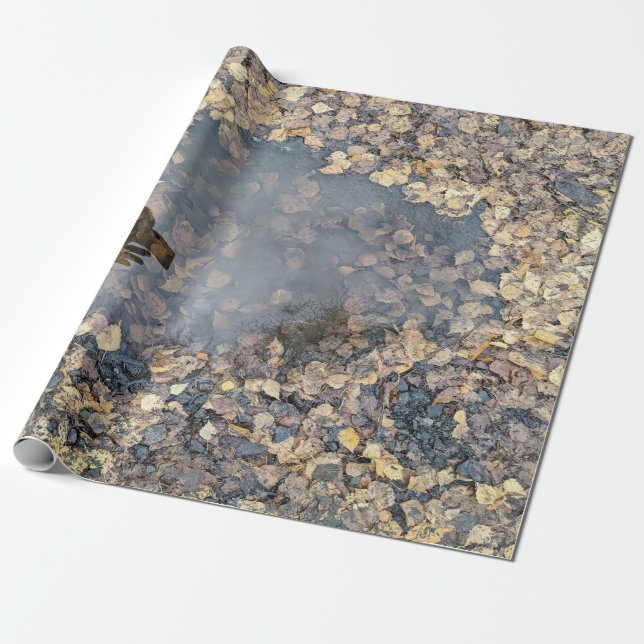 Artful Leafy Fall Reflection Kitchen Towel Wrapping Paper (Unrolled)