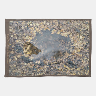 Artful Leafy Fall Reflection Tea Towel
