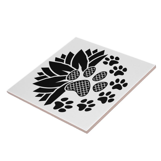 Artful Paw Print Tile Design With Nature Elements (Side)