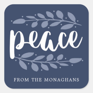 Artful Peace Personalised Holiday Stickers Blue