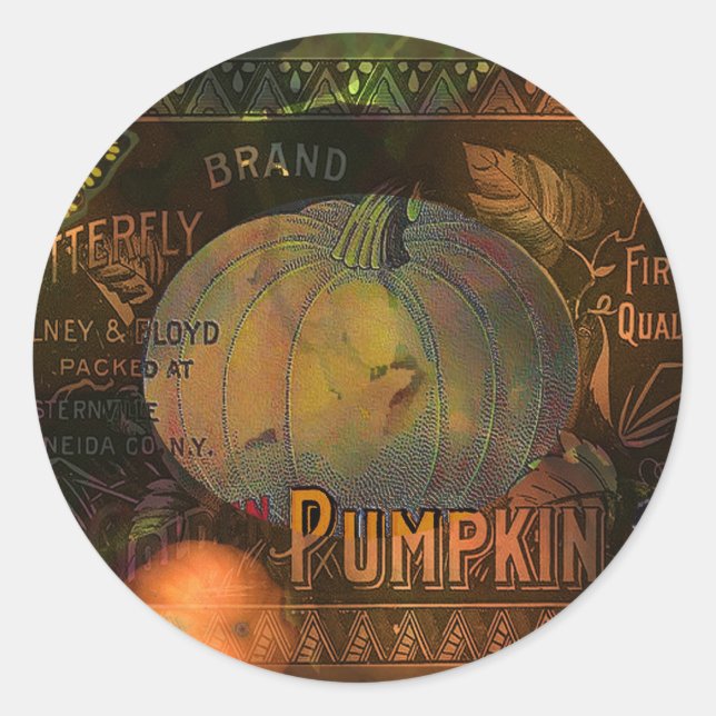 Artful Pumpkins Thanksgiving Classic Round Sticker (Front)