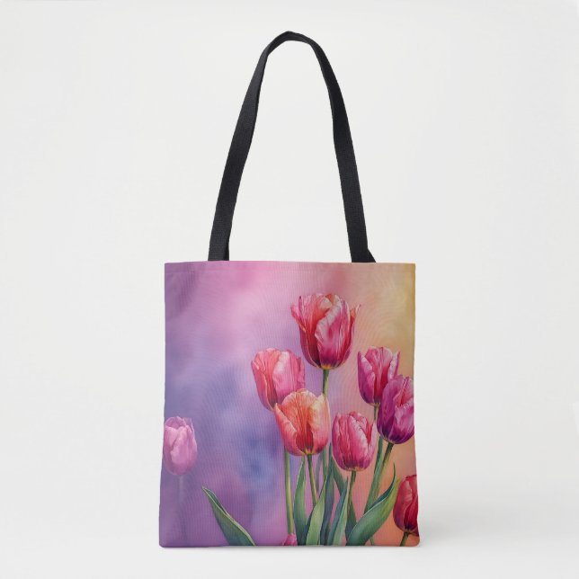 Artful tulips watercolor tote bag (Front)