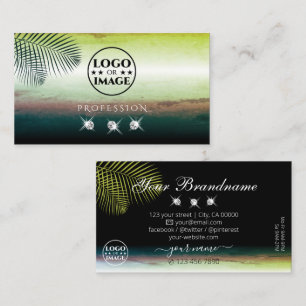 Artful Watercolors Palm Leaves Diamonds with Logo Business Card