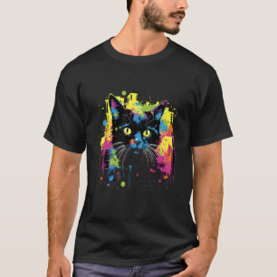 Artful Whiskers Urban Cat Drawing Street Art T-Shirt
