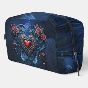Artfully designed gothic heart  dopp kit
