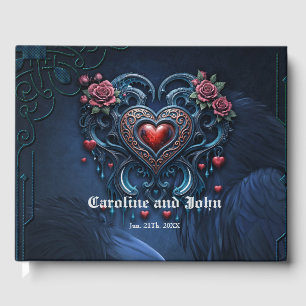 Artfully designed gothic heart  guest book