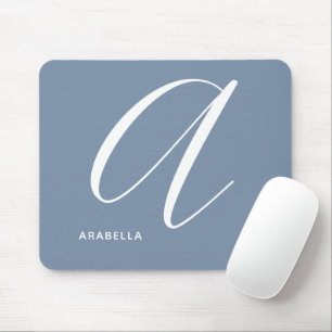 Artfully Monogrammed Script Letter A Blue Mouse Mat