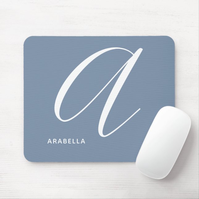 Artfully Monogrammed Script Letter A Blue Mouse Mat (With Mouse)