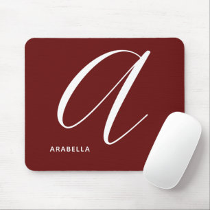 Artfully Monogrammed Script Letter A Burnt Umber Mouse Mat