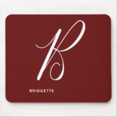 Artfully Monogrammed Script Letter B Autumn Red Mouse Mat (Front)