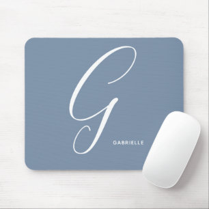 Artfully Monogrammed Script Letter G Blue Mouse Mat