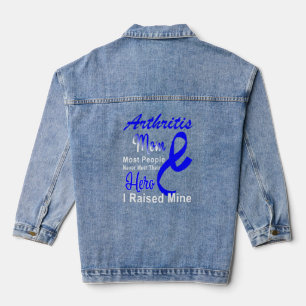 Arthritis Awareness Blue Ribbon Mother Support Denim Jacket