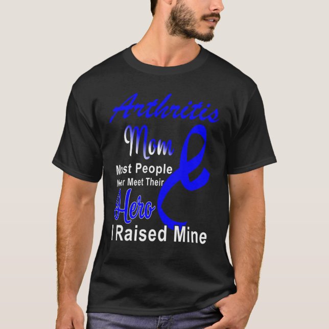 Arthritis Awareness Blue Ribbon Mother Support T-Shirt (Front)