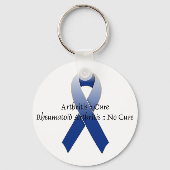 Arthritis Blue Ribbon Awareness Design 4 Key Ring (Front)