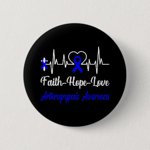 Arthrogryposis Awareness Heartbeat Christian Cross 6 Cm Round Badge