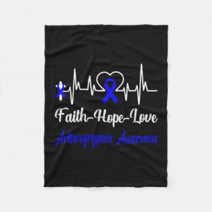 Arthrogryposis Awareness Heartbeat Christian Cross Fleece Blanket