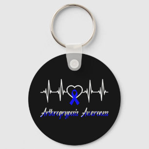 Arthrogryposis Awareness Heartbeat Love Blue Ribbo Key Ring