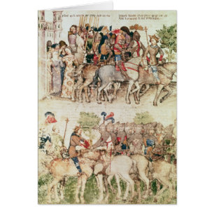 Arthur and his knights setting out on the