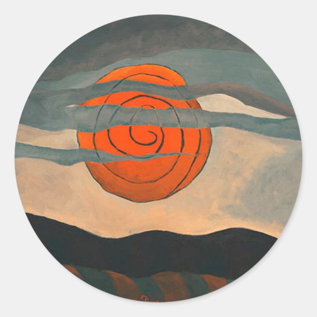 Arthur Dove painting, Red Sun, Classic Round Sticker (Front)