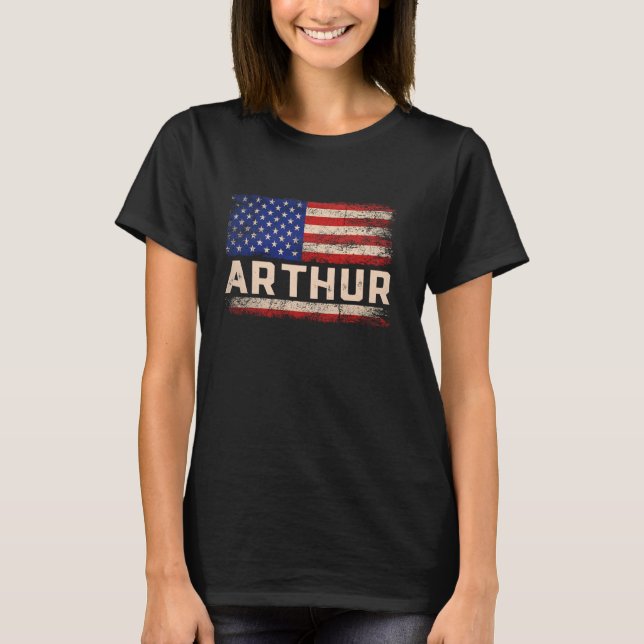 Arthur First Name Shirt Arthur Name American Flag (Front)