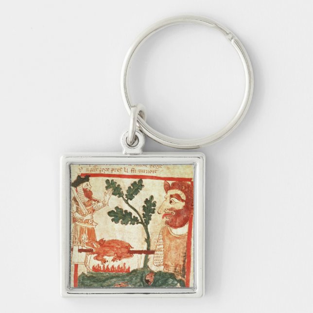 Arthur meets the giant roasting a pig on a key ring (Front)