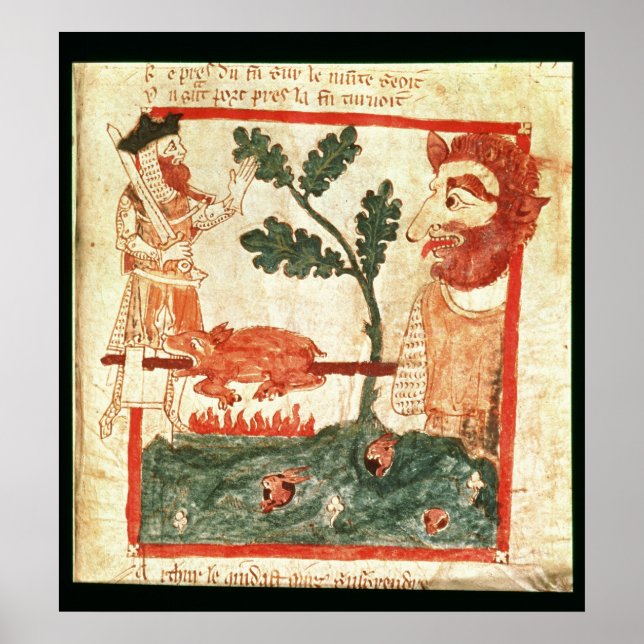 Arthur meets the giant roasting a pig on a poster (Front)