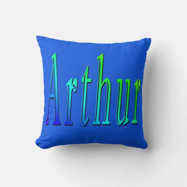Arthur, Name, Logo, Blue Throw Cushion. Cushion (Front)