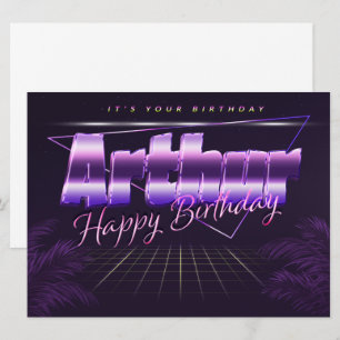 Arthur Name Vorname lila retro Karte Geburtstag Card
