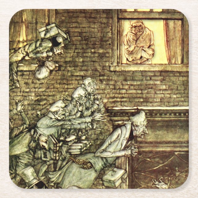 Arthur Rackham - A Christmas Carol - Ghosts Square Paper Coaster (Front)