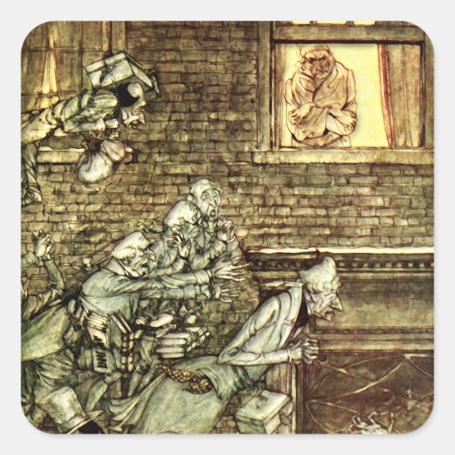 Arthur Rackham - A Christmas Carol - Ghosts Square Sticker (Front)