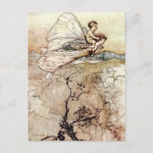 Arthur Rackham Fairy and Baby Flying Postcard